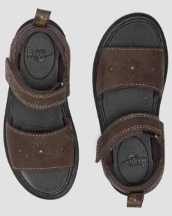 Junior Marlowe Flower Nubuck Strap -sandaalit in Tummanruskea