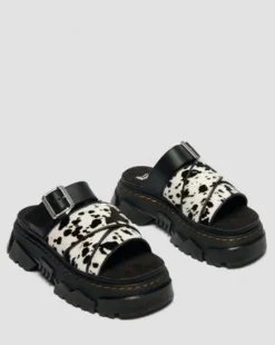 Mattison Slide Dalmatian Hair On Leather -sandaalit in Kerma & Musta
