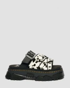 Mattison Slide Dalmatian Hair On Leather -sandaalit in Kerma & Musta