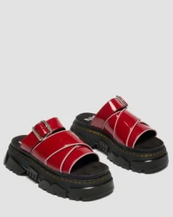 Mattison Slide Soft Patent Leather -sandaalit in Scarlet Red
