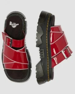 Mattison Slide Soft Patent Leather -sandaalit in Scarlet Red