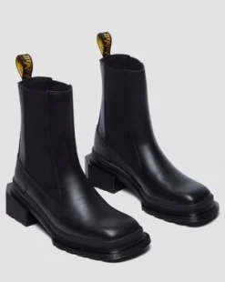 Maybole Leather Square Toe Chelsea -nilkkurit in Musta