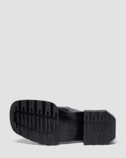MAYBOLE SQUARE TOE RUCHED NAHKA-LOAFERIT in Musta