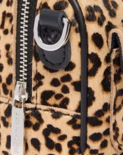 Mini Top Handle Leopard Print -laukku in Musta & Gyldenbrun