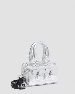 Mini Top Handle Silver Metallic Patent Lamper -laukku in Hopea