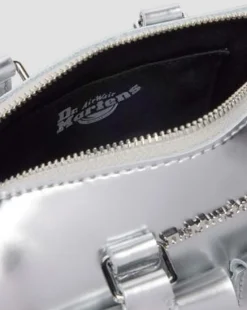 Mini Top Handle Silver Metallic Patent Lamper -laukku in Hopea