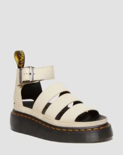 Nahkaiset Clarissa II Pisa Strap Platform -sandaalit in Paperinbeige