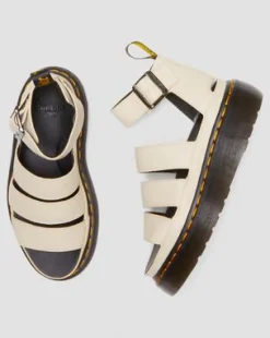 Nahkaiset Clarissa II Pisa Strap Platform -sandaalit in Paperinbeige