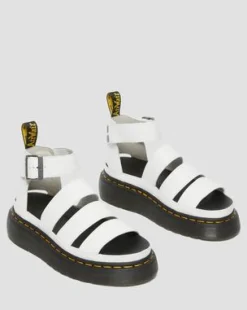 Nahkaiset Clarissa II Quad Milled Nappa Platform -sandaalit in Valkoinen