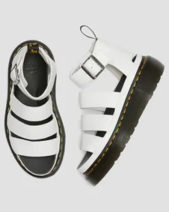 Nahkaiset Clarissa II Quad Milled Nappa Platform -sandaalit in Valkoinen