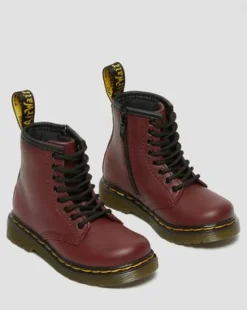 Nahkaiset Toddler 1460 Softy T Lace Up -maiharit in Kirsikanpunainen