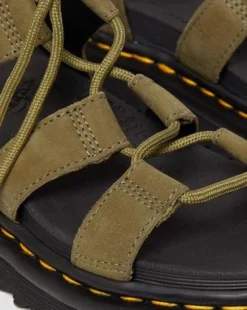 Nartilla Tumbled Nubuck Leather Gladiator -sandaalit in Muted Olive