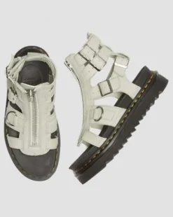 Olson Tumbled Nubuck Leather Gladiator Zip -sandaalit in Smoked Mint