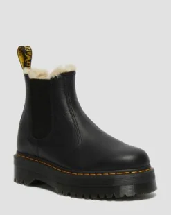 2976 Quad Fur Lined Platform Chelsea -bootsit in Musta
