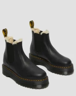 2976 Quad Fur Lined Platform Chelsea -bootsit in Musta