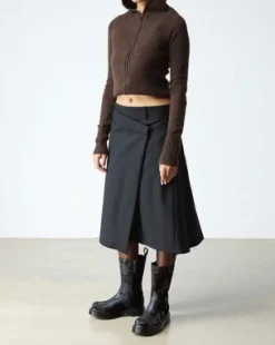 Rejena Hair On Croc Emboss Leather -saappaat in Musta