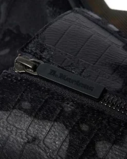 Rejena Hair On Croc Emboss Leather -saappaat in Musta