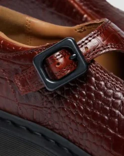 Rejena Mary Jane Croc Emboss Leather -kengät in Ruskea