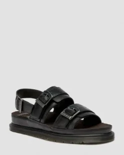 San Two Strap Leather -sandaalit in Musta