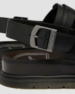 San Two Strap Leather -sandaalit in Musta