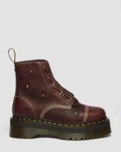 Sinclair Flower Grizzly Leather Platform -maiharit in Tummanruskea