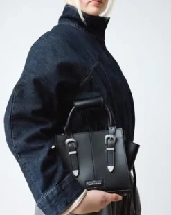 Small Kiev Leather Tote Bag in Musta