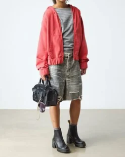 Spence Leather Flared Heel Chelsea Boots in Musta
