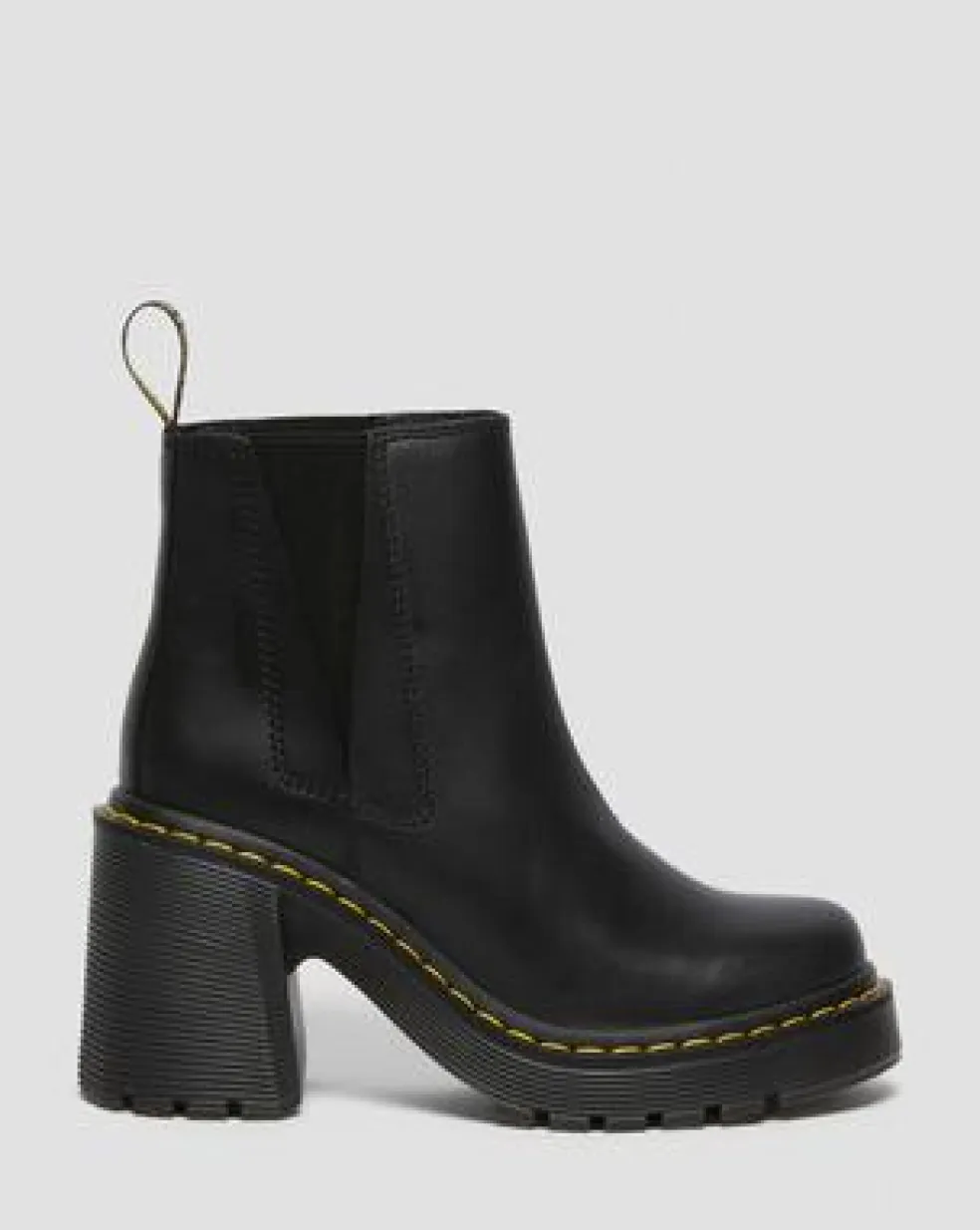 Spence Leather Flared Heel Chelsea Boots in Musta