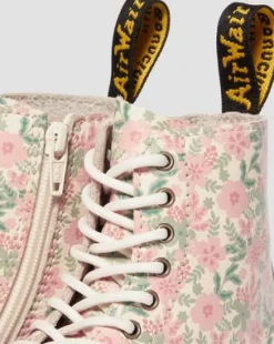 Toddler 1460 Floral Leather Boots in Pilvenvalkoinen