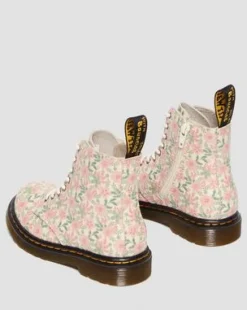 Toddler 1460 Floral Leather Boots in Pilvenvalkoinen