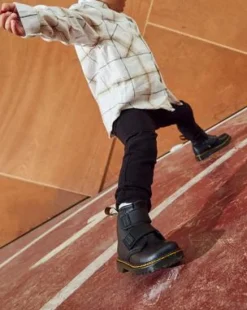 Toddler 1460 Leather Strap Velcro -maiharit in Musta