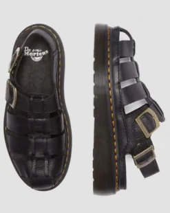 Wrenlie Leather Fisherman -sandaalit in Musta