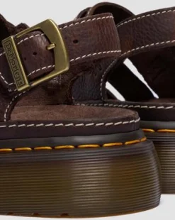 Wrenlie Open Toe Grizzly Leather Fisherman Platform -sandaalit in Tummanruskea