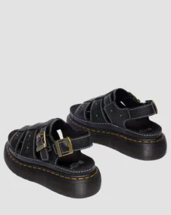 Wrenlie Open Toe Nappa Leather Fisherman Platform -sandaalit in Musta