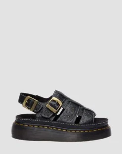 Wrenlie Open Toe Nappa Leather Fisherman Platform -sandaalit in Musta