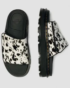 Zebzag Dalmatian Hair On Leather Platform Slides -sandaalit in Kerma & Musta