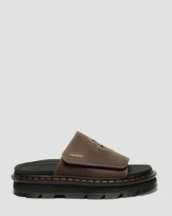 Zebzag Flower Crazy Horse Leather Slides -sandaalit in Tummanruskea