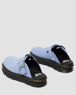 Zebzag Suede Casual Slingback Platform Mules in Cornflower Blue