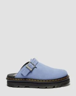 Zebzag Suede Casual Slingback Platform Mules in Cornflower Blue