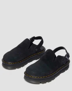Zebzag Suede Casual Slingback Platform Mules in Musta